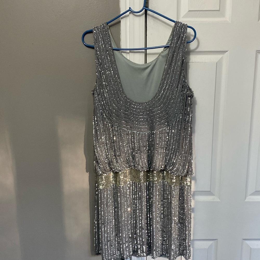 Silver Sequin Mini Dress
